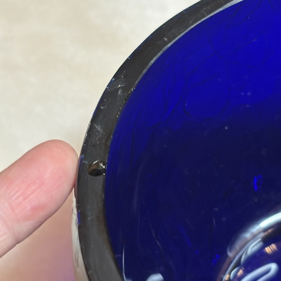 Cobalt crackle glass bowl - Picture 8 of 9